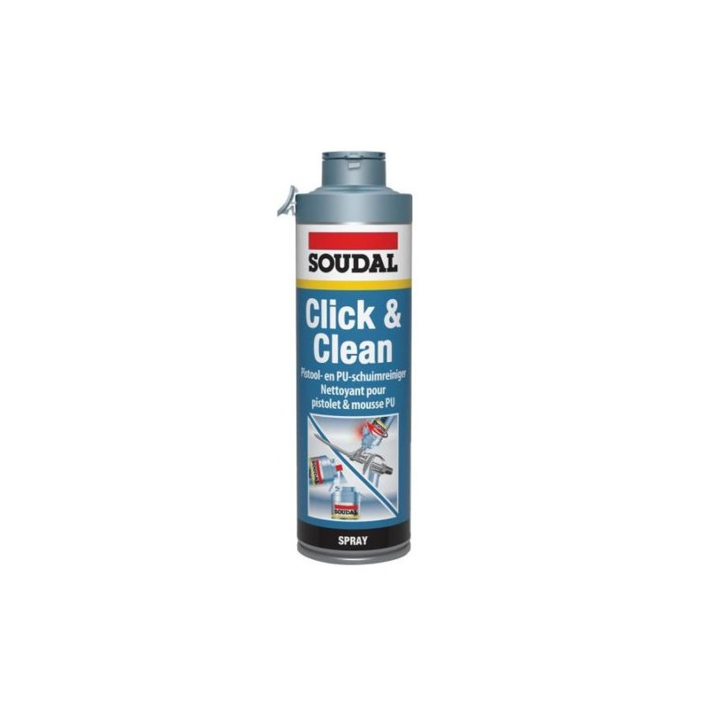 NETTOYANT PISTOLET MOUSSE PU CLICK & CLEAN AÉROSOL 500ML - SOUDAL - 103357