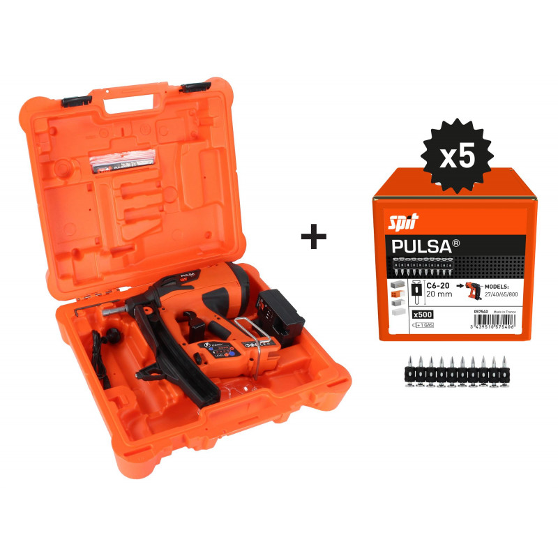 ENSEMBLE CLOUEUR SPIT P27P AVEC 2500 CLOUS C6-20, BATTERIE 2,5 AH ET CHARGEUR EN COFFRET