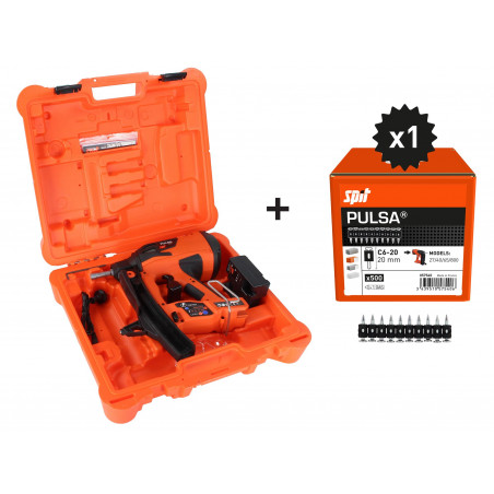 ENSEMBLE CLOUEUR SPIT P27P AVEC 500 CLOUS C6-20, BATTERIE 2,5 AH ET CHARGEUR, LIVRÉ EN COFFRET