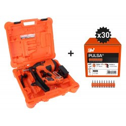 ENSEMBLE CLOUEUR SPIT PULSA P27P AVEC 15000 CLOUS HC6-17, BATTERIE 2,5 AH ET CHARGEUR, LIVRÉ EN COFFRET