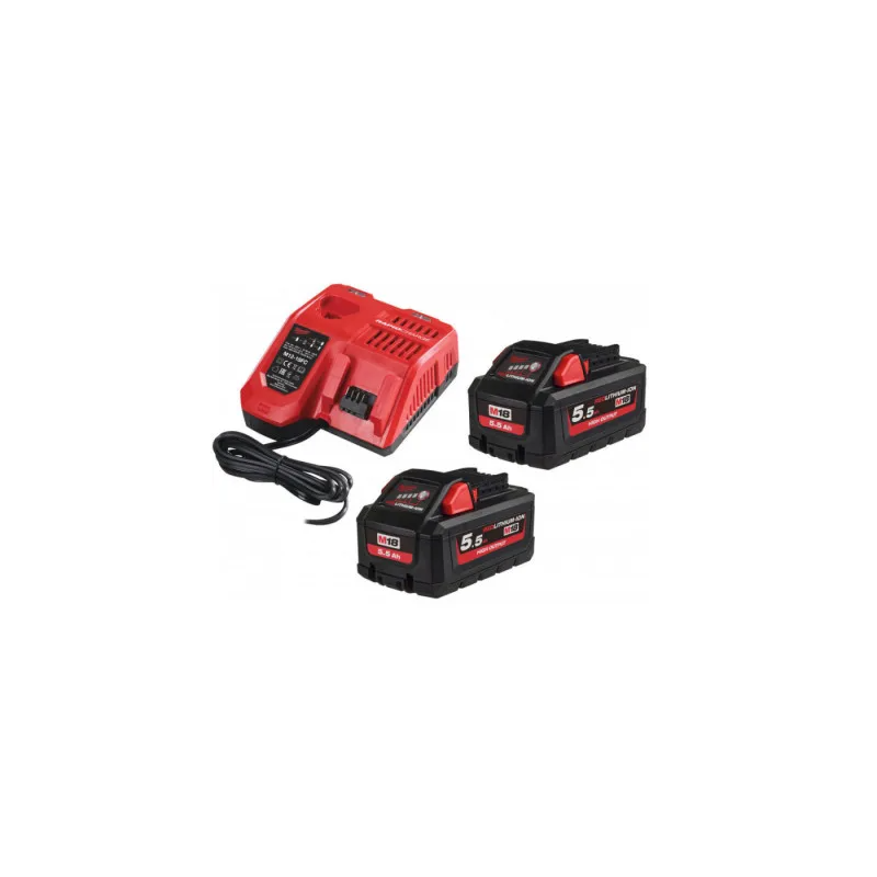 PACK 2 BATTERIES M18 5.5Ah HIGH OUTPUT + 1 CHARGEUR RAPIDE 12V/18V