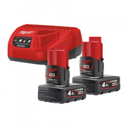 M12NRG-402 KIT CHARGEUR + 2 BATTERIES 12V 4AH