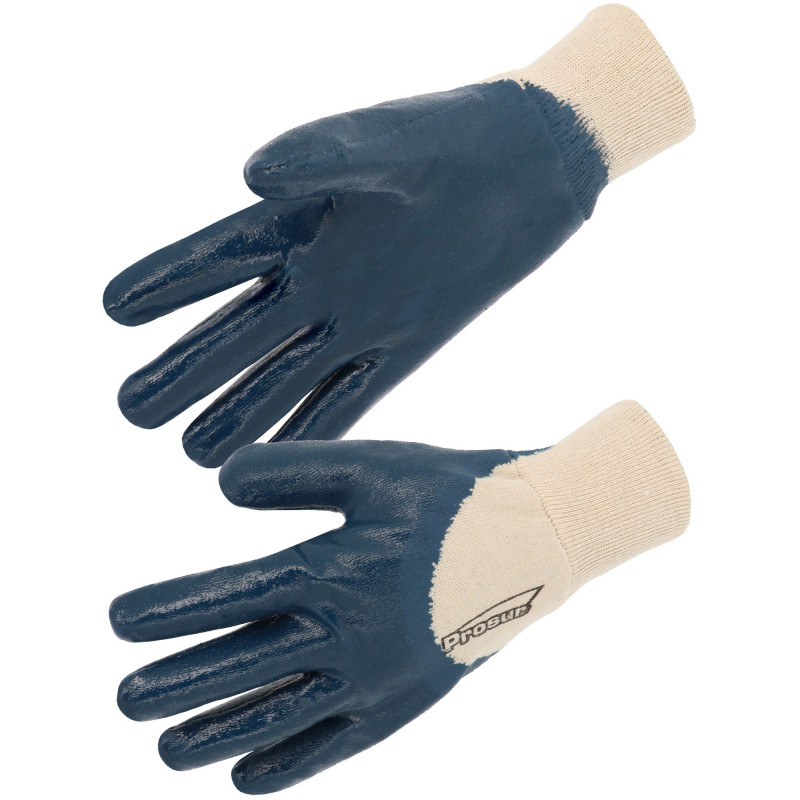 LOT DE 10PAIRES DE GANTS NITRILE SINGER NBR1326 ENDUCTION LOURDE - ECRU/BLEU T9