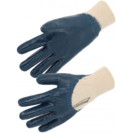 LOT DE 10PAIRES DE GANTS NITRILE SINGER NBR1326 ENDUCTION LOURDE - ECRU/BLEU T9