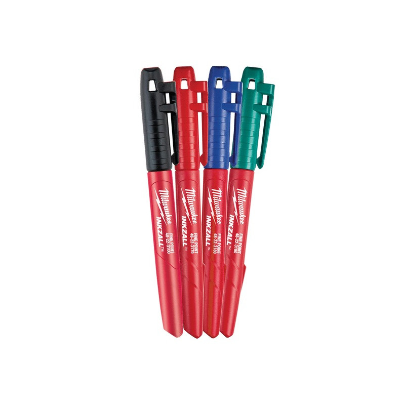SET DE 4 MARQUEURS COULEURS INKZALL NOIR-ROUGE-BLEU-VERT