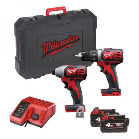 ENSEMBLE 18 V VISSEUSE-VISSEUSE À CHOC - 2 BATTERIES 4 AH BPP2D-402C - COFFRET