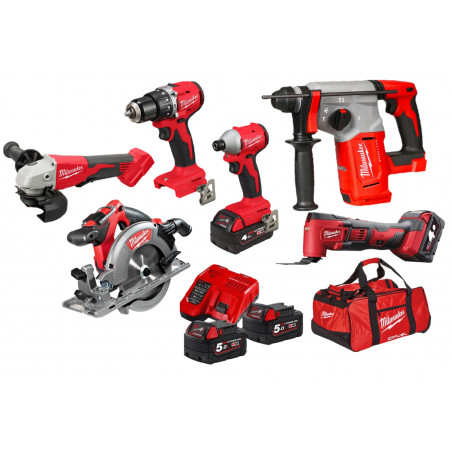 ENSEMBLE DE 6 OUTILS 18 V BLPP6C-504 - 4 BATTERIES 5 AH - CHARGEUR - SAC DE TRANSPORT