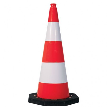 CONE PLASTIQUE FLUO 75CM PVC PIED CAOUTCHOUC 3,500 KG