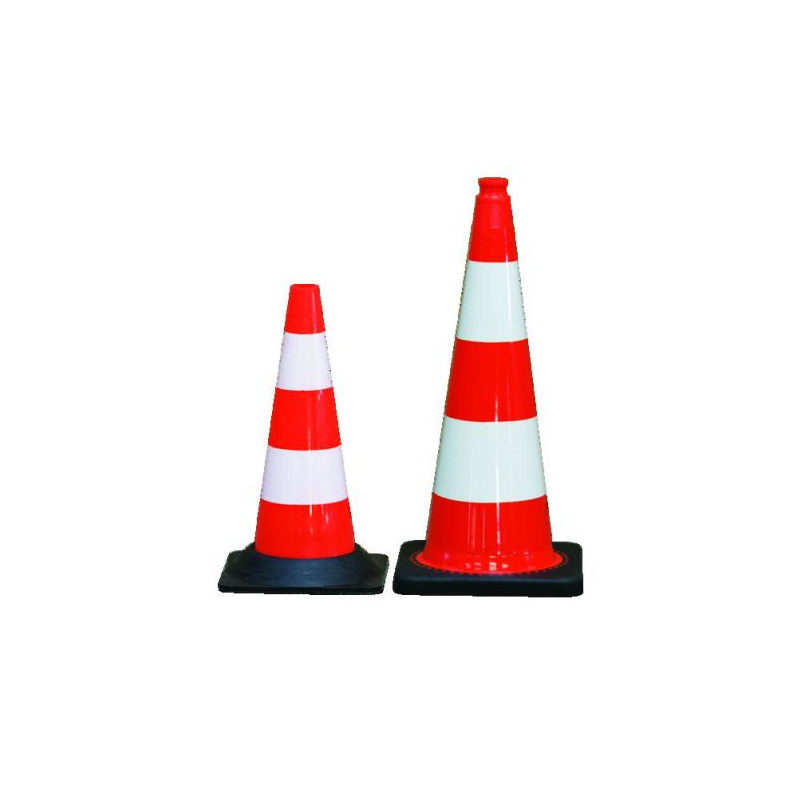 CONE PLASTIQUE FLUO 75CM PVC PIED CAOUTCHOUC 3,500 KG
