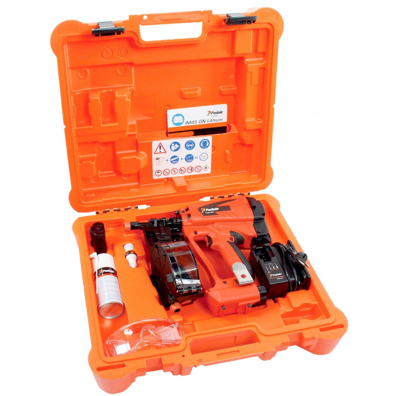 CLOUEUR AUTONOME IM45 GN LITHIUM AVEC 5 PACKS DE CLOUS 2,8X25 HDG, BATTERIE 2,1AH, CHARGEUR ET COFFRET INCLUS