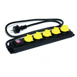 Bloc 5 prises à clapet + interrupteur HO7RNF 3G1,5 -  1,5m de câble