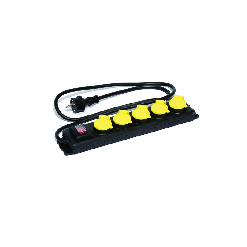 Bloc 5 prises à clapet + interrupteur HO7RNF 3G1,5 -  1,5m de câble