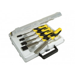 ENSEMBLE DE 5 CISEAUX À BOIS STANLEY AVEC MANCHE BI-MATIÈRE ENSEMBLE DE 5 CISEAUX À BOIS STANLEY AVEC MANCHE BI-MATIÈRE