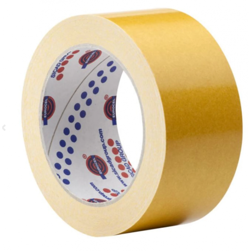 RUBAN DOUBLE FACE SOL POLYPROPYLENE BLANC LONG : 25M X LARG : 50MM EPAISSEUR 0.09MM