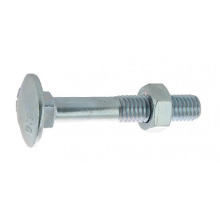 BOULON ACIER ZINGUÉ BLANC POUR BOIS, TÊTE RONDE COLLET CARRÉ, CLASSE 4.8