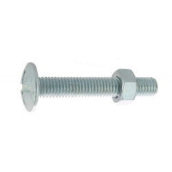 BOULON POÊLIER TÊTE RONDE LARGE FENDUE ACIER ZINGUÉ BLANC NFE 25129 DIN 555