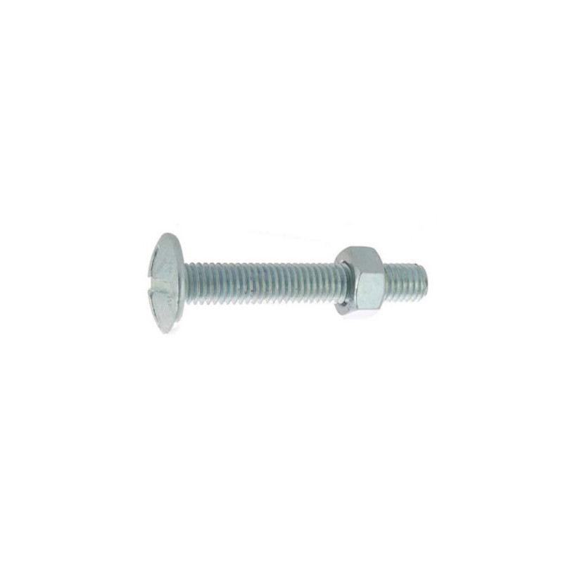 BOULON POÊLIER TÊTE RONDE LARGE FENDUE ACIER ZINGUÉ BLANC NFE 25129 DIN 555