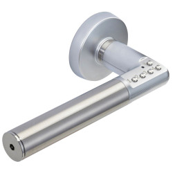 ENSEMBLE DE POIGNÉES À CODE ÉLECTRONIQUE SUR ROSACES CODE HANDLE VACHETTE AVEC ALIMENTATION PAR PILES