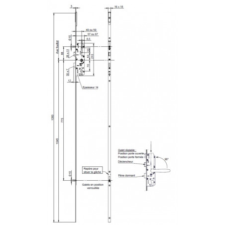 SERRURE MULTIPOINTS À LARDER VACHETTE 20500 RB90