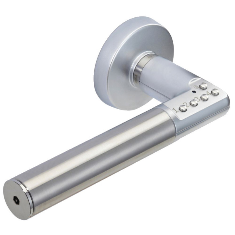 ENSEMBLE DE POIGNÉES À CODE ÉLECTRONIQUE SUR ROSACES CODE HANDLE VACHETTE AVEC ALIMENTATION PAR PILES