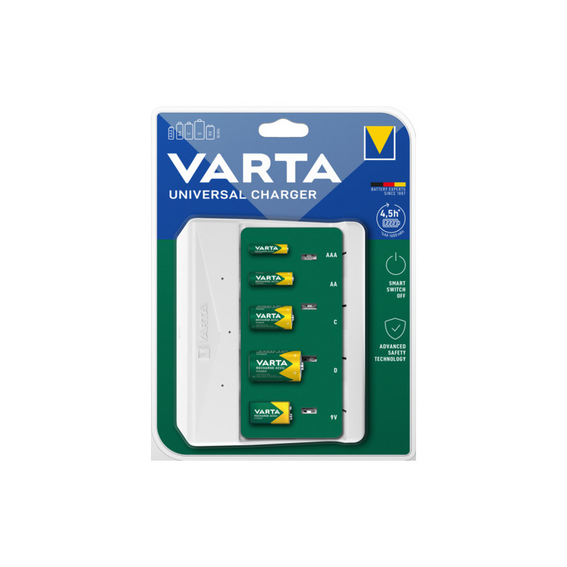 CHARGEUR UNIVERSEL VARTA 4,5H POUR PILES AAA/AA/C/D/9V - MODÈLE 57658