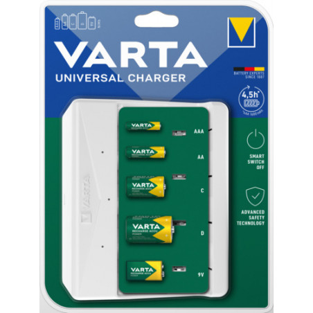 CHARGEUR UNIVERSEL VARTA 4,5H POUR PILES AAA/AA/C/D/9V - MODÈLE 57658