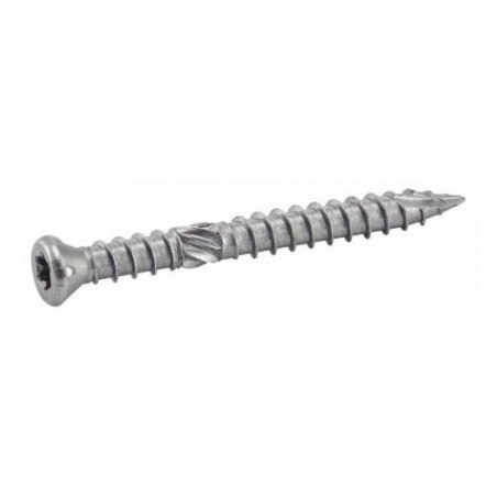 VIS POUR TERRASSE TETE FRAISEE REDUITE SIX LOBES DOUBLE FILET INOX A2 5X60 BOITE DE 200