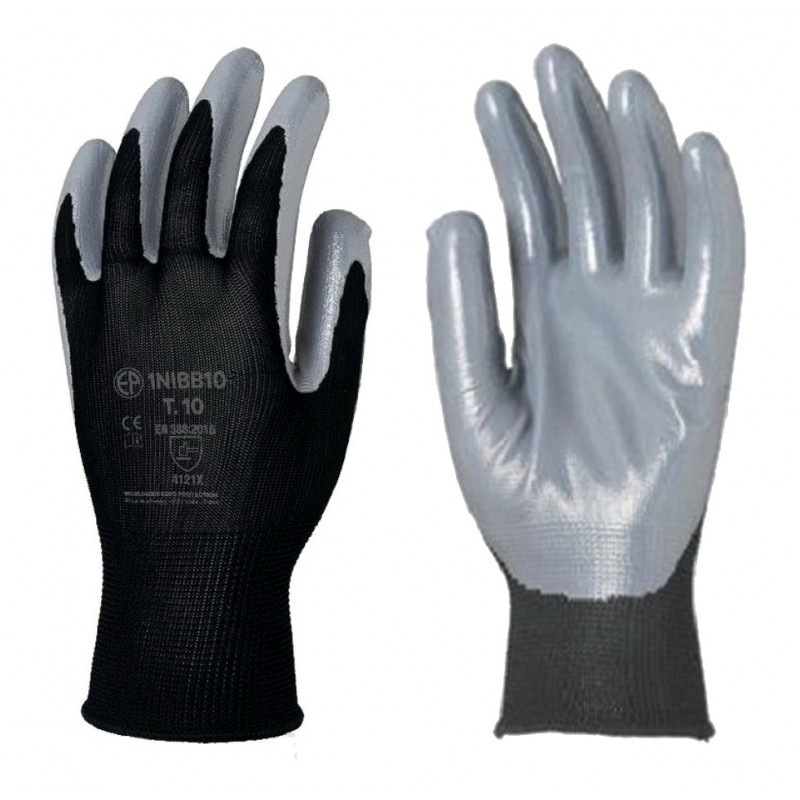 GANTS DE SÉCURITÉ EN POLYESTER AVEC REVÊTEMENT NITRILE EUROTECHNIQUE COVERGUARD 1NIBB