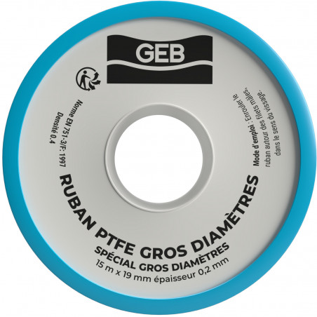 RUBAN PTFE OLIFAN POUR EAU, GROS DIAMÈTRE 19 MM X 15 M