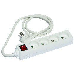 BLOC DE PRISES DOMESTIQUE XPERTY BLANC INTERRUPTEUR 1,5 M DE CÂBLE HO5VVF 3G1