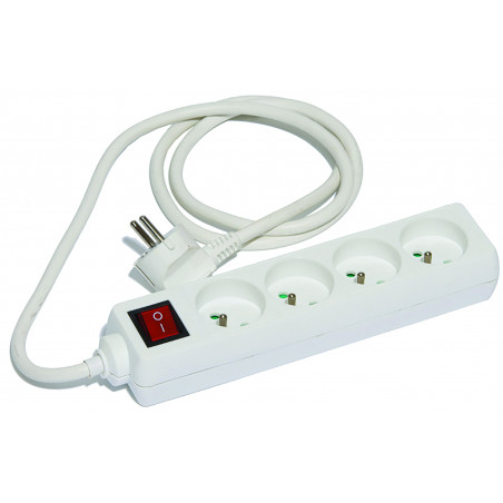 BLOC DE PRISES DOMESTIQUE XPERTY BLANC INTERRUPTEUR 1,5 M DE CÂBLE HO5VVF 3G1