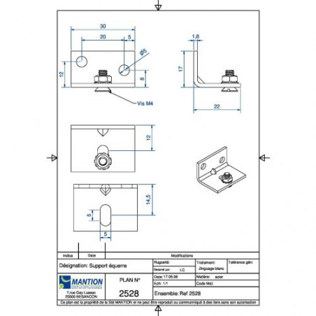 SUPPORT ÉQUERRE POUR RAIL CADETTE - FIXATION ROBUSTE