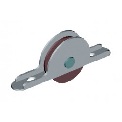 GALET À ROULEAUX MONIN POUR PORTE LOURDE, GORGE 5 MM, DIMENSIONS 72,5 X 20,5 MM, AXE D4