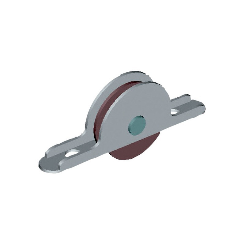 GALET À ROULEAUX MONIN POUR PORTE LOURDE, GORGE 5 MM, DIMENSIONS 72,5 X 20,5 MM, AXE D4