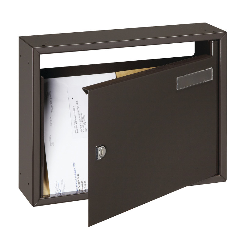 BOITE AUX LETTRES COMMERCIALE 2 DECAYEUX,SERRURE CYLINDRIQUE, FINITION MARRN LAQUÉ, DIMENSIONS 400x300 MM