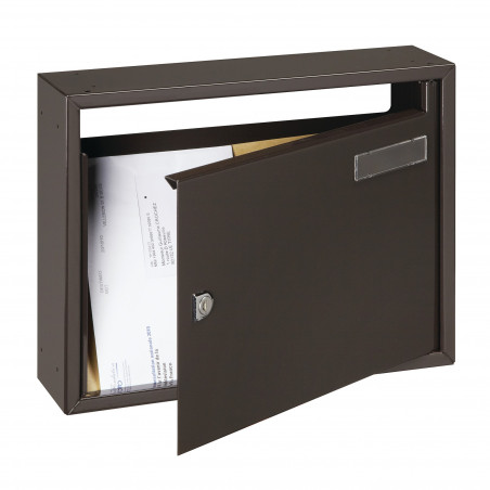 BOITE AUX LETTRES COMMERCIALE 2 DECAYEUX,SERRURE CYLINDRIQUE, FINITION MARRN LAQUÉ, DIMENSIONS 400x300 MM