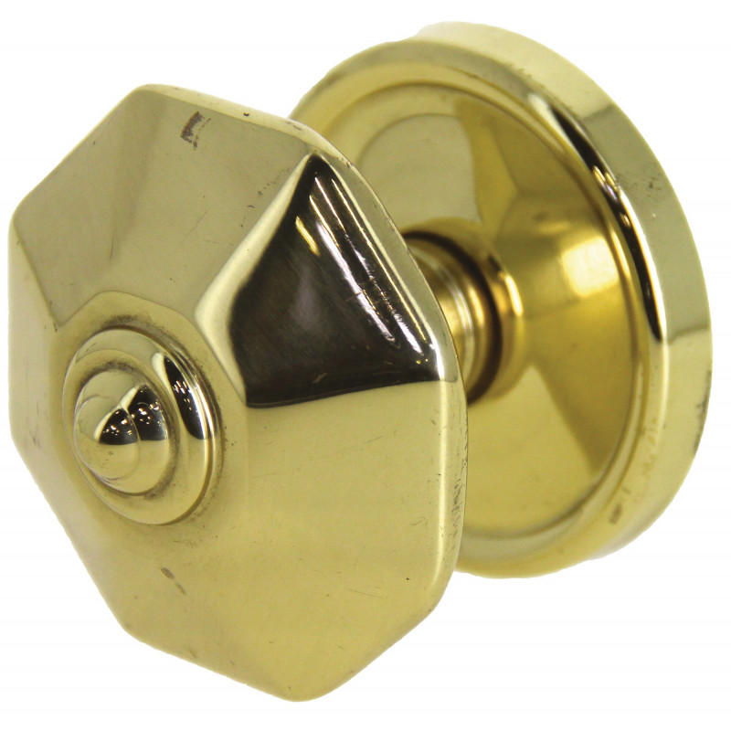 BOUTON CENTRAL DE PORTE EN LAITON POLI A PANS DEVISMES - MODELE 148F80