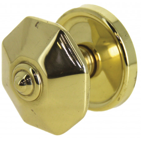 BOUTON CENTRAL DE PORTE EN LAITON POLI A PANS DEVISMES - MODELE 148F80