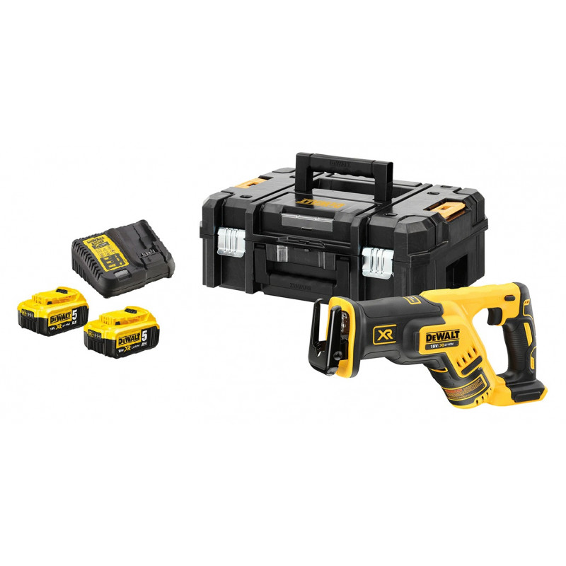 SCIE SABRE XR BRUSHLESS 18V DEWALT DCS367P2 - 2 BATTERIES 5AH - CHARGEUR - COFFRET TSTAK