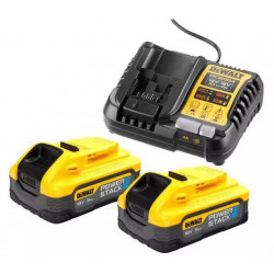 PACK ENERGIE POWERSTACK XR 18V DEWALT 2 BATTERIES LI-ION 5 AH - CHARGEUR DCB1104H2-QW
