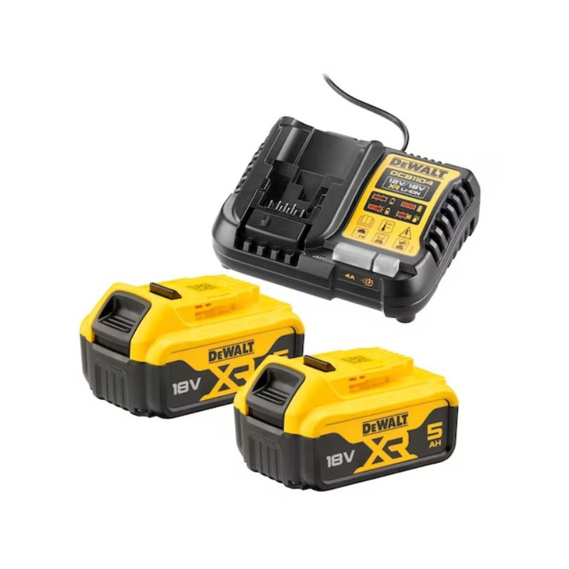 PACK ENERGIE XR 18V DEWALT 2 BATTERIES LI-ION 5AH - CHARGEUR DCB1104P2