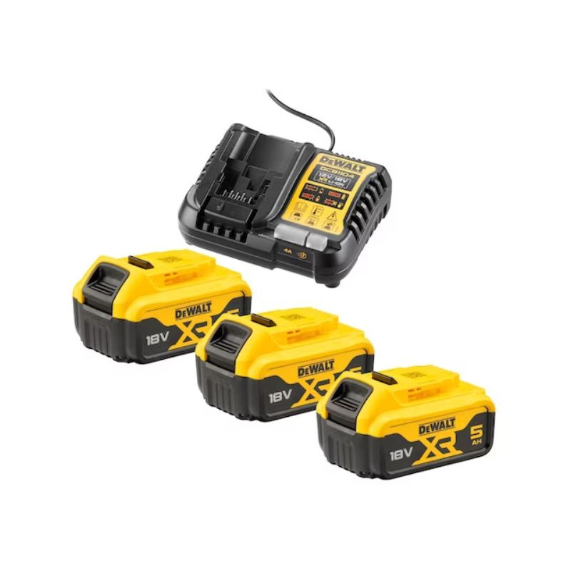 PACK ENERGIE XR 18V DEWALT 3 BATTERIES LI-ION 5AH - CHARGEUR DCB1104P3