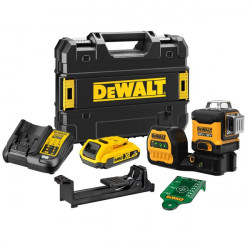 LASER MULTI-LIGNES DEWALT XR 12V/18V DCE089D1G18 AVEC BATTERIE 2AH, CHARGEUR ET COFFRET T-STAK
