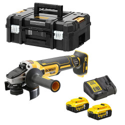 MEULEUSE XR 18V BRUSHLESS DEWALT DCG405NT - 2 BATTERIES 5,0 AH - CHARGEUR - COFFRET TSTAK