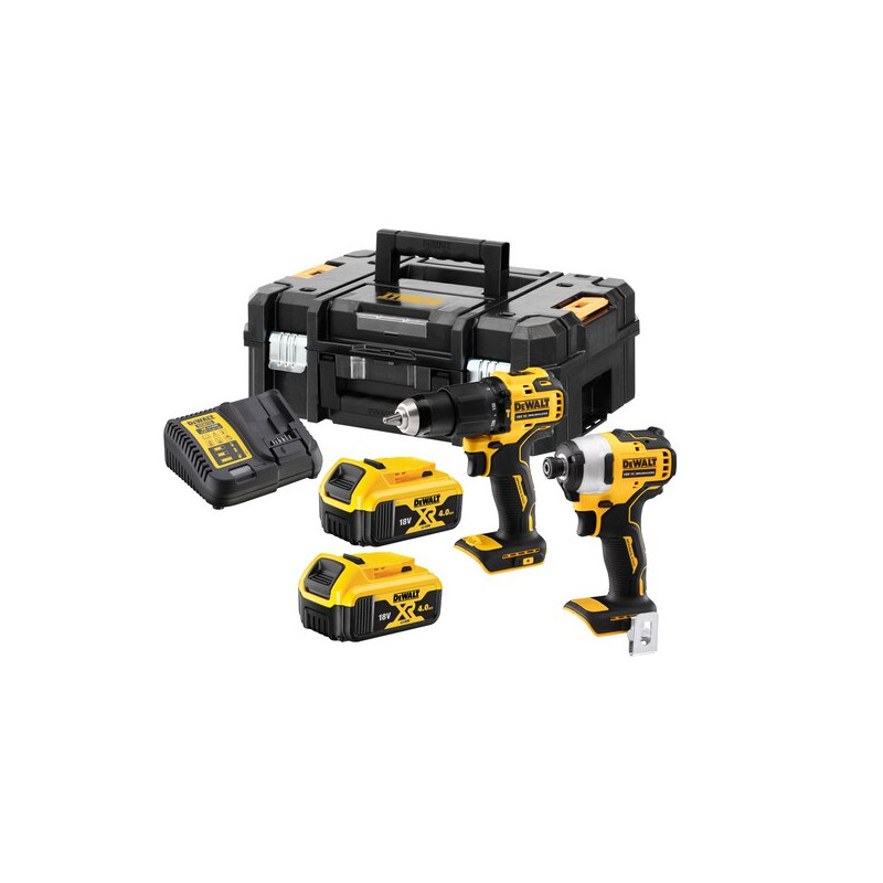 ENSEMBLE 2 OUTILS 18V DEWALT (DCD709/DCF809) - 2 BATTERIES 4AH - CHARGEUR - COFFRET TSTAK DT70708