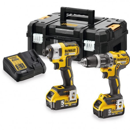 ENSEMBLE 2 OUTILS 18V DEWALT DCK266P2T (DCD796/DCF887) - 2 BATTERIES 5AH - COFFRET TSTAK