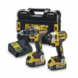 ENSEMBLE 2 OUTILS 18V DEWALT XR (DCD791/DCF887) - 2 BATTERIES 5AH - CHARGEUR - COFFRET TSTAK