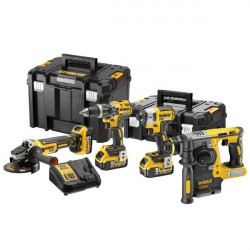 ENSEMBLE 4 OUTILS 18V XR DEWALT (DCH273, DCG405, DCD796, DCF887) - 3 BATTERIES 5AH - CHARGEUR - COFFRET TSTAK