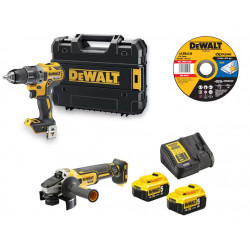 ENSEMBLE DE 2 OUTILS 18V XR DEWALT DCK2080P2T (DCD791/DCG405) - 25 DISQUES À TRONÇONNER (DT43906) - 2 BATTERIES 5AH - CHARGEU...