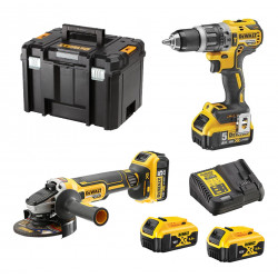 ENSEMBLE DE 2 OUTILS 18V XR DEWALT DCK2080P2T-QW (DCD796/DCG405) - 2 BATTERIES 5AH - CHARGEUR - COFFRET TSTAK